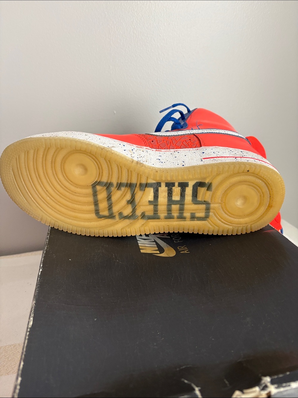 AIR FORCE 1 NY KNICKS COLOR ORANGE AND BLUE, SIZE 11.5 - Picture 7 of 12